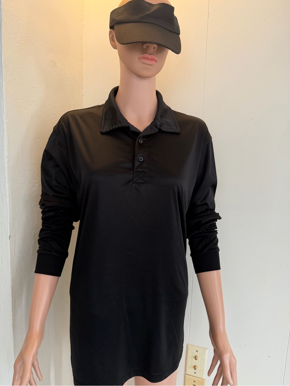 Men's Black Long-Sleeve Polo Shirt